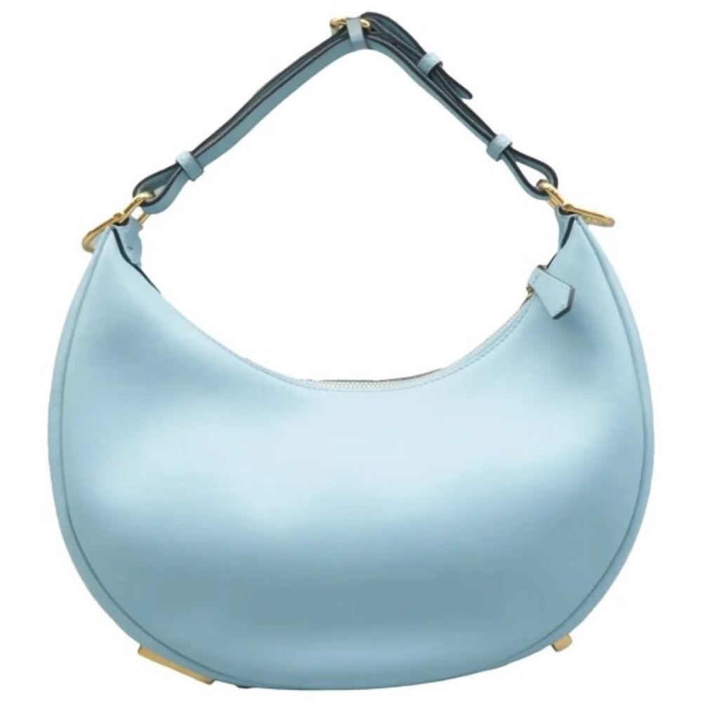 100% Authentic FENDI Fendigraphy Blue Leather Shoulder Bag 2007-071224 - Picture 1 of 12
